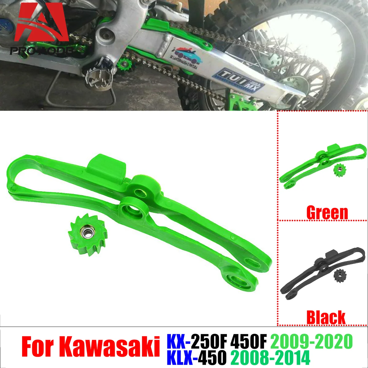 Precision-Made Motocross Chain Slider Guide Swingarm Roller For KAWASAKI KX250F 2009-2020 KX450F 2009-2018 KLX450 2008-2014