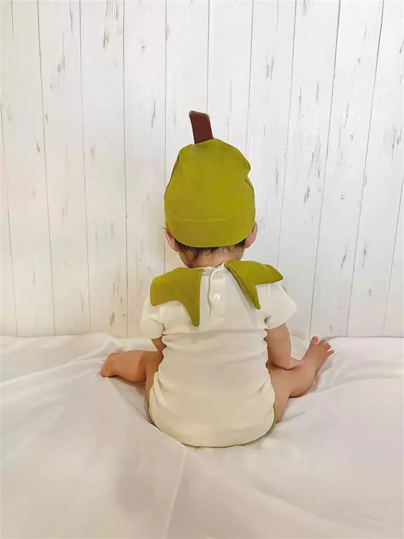 Funny Durian Newborn Baby Clothes Romper Boy Girl Pattern Onesie Infant Cotton Short Costume Onesie Jumpsuits Outfit  With Hat