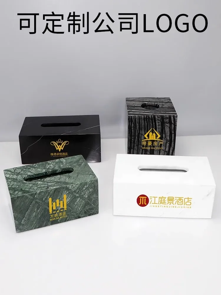Light luxury Creativity Design Natural Marble Tissue Box Hotel Living Room High Appearance level Decoration Storage Tissue Box