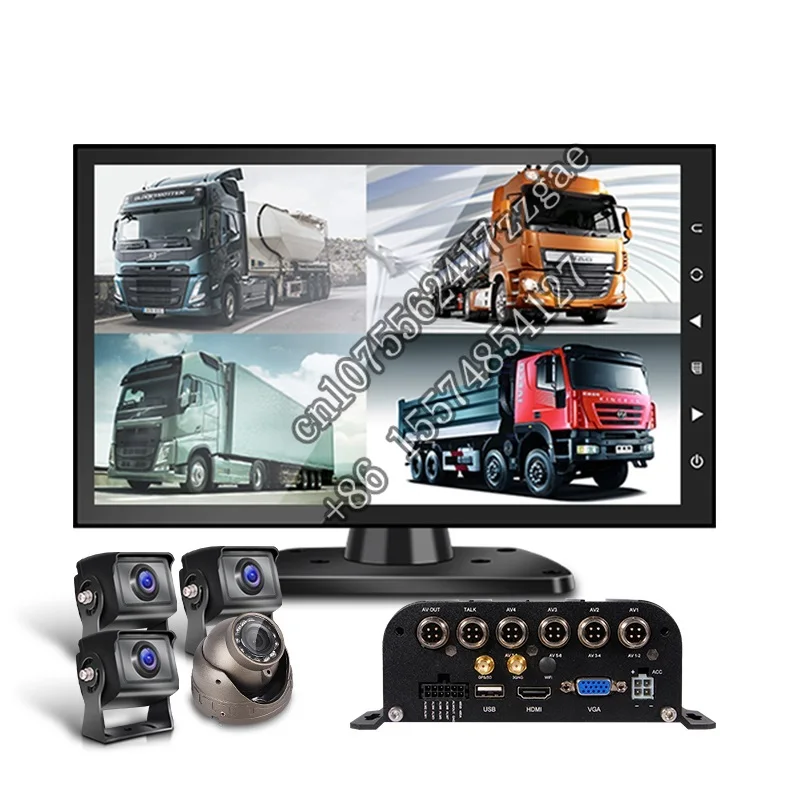 4CH-AHD-MDVR Video Recorder Night Vision 10inch Display Bus Safety ing System 4G GPS MDVR Truck Driving Recorder