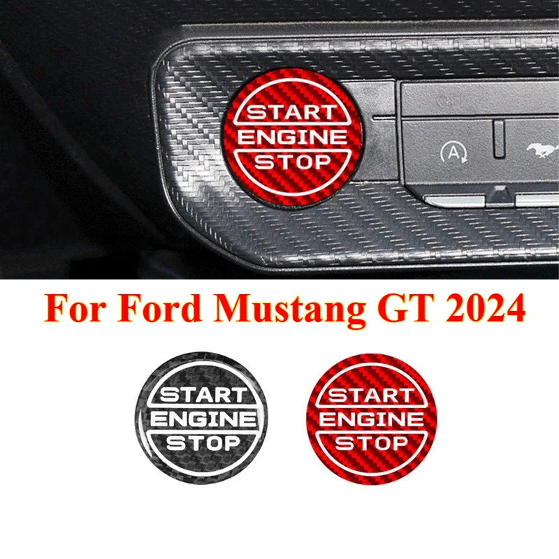 

1PCS Real Hard Carbon Fiber Sticker for Ford Mustang GT 2024 LHD RHD Car Start Engine Stop Button Button Panel Interior Trim