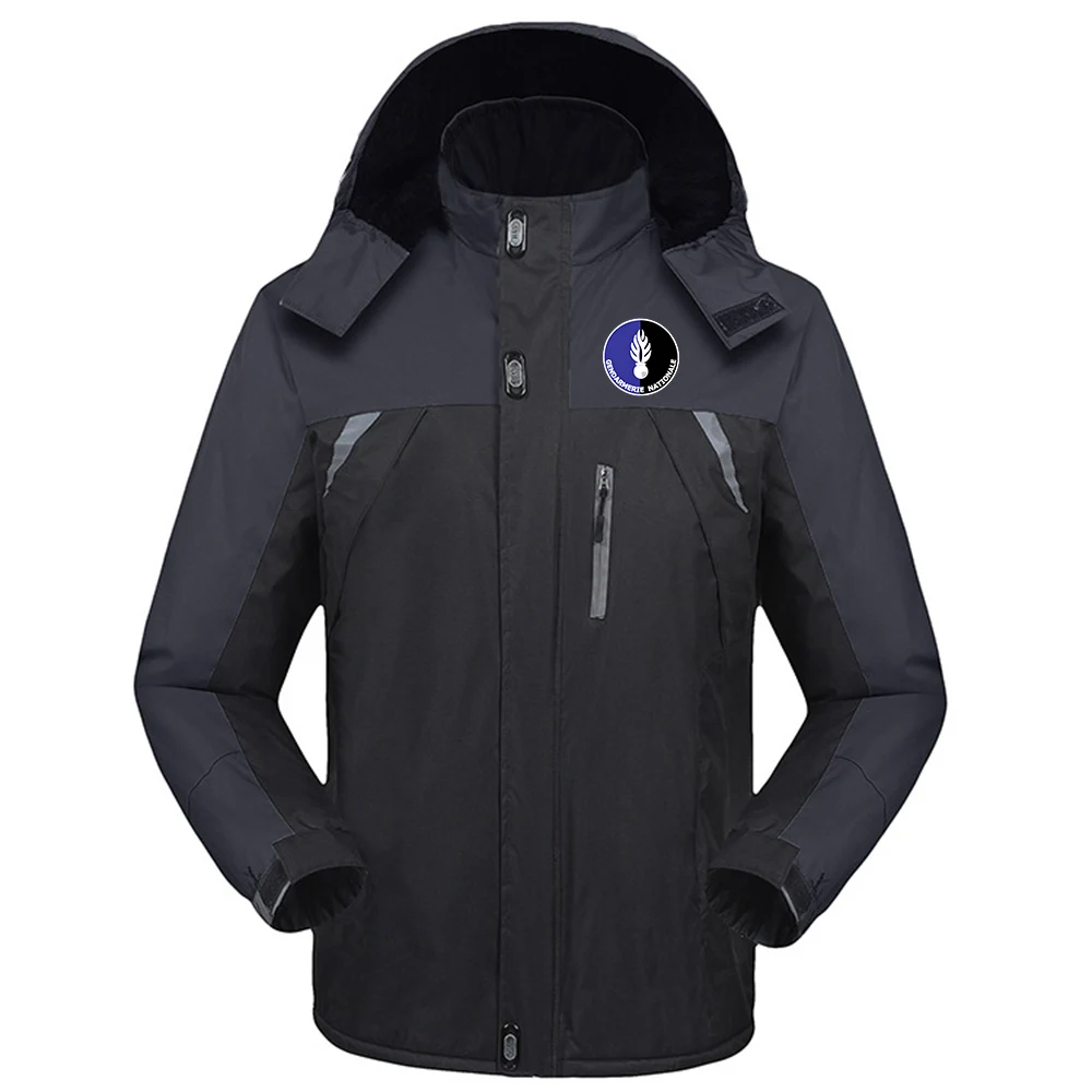 Winter Jacket Men Cotton Padded 2022 French Police Gendarmerie Warm Parka Coat Casual Hooded Fleece Long Male Windbreaker Tops