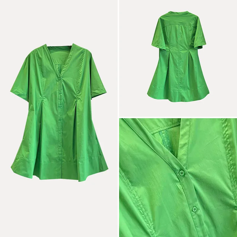 

Spring 2025 Women's irt Dr Casual Loose Fit V-Ne Batwing Sve Midi Length Polyester Fiber Z Sle
