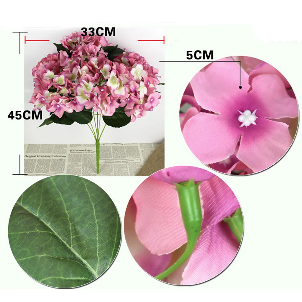 

Real Touch Artificial Hydrangea Flowers High Simulation Fake Blossoms For Wedding Bridal Bouquet Cake Table Party