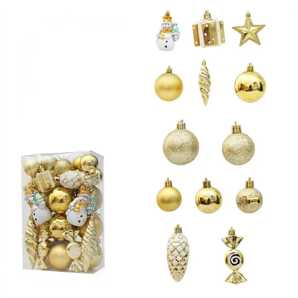 Christmas Tree Decorative Pendants Hanging Ornaments Set Gold Gift Box Festive Party Home Holiday Season Supplies