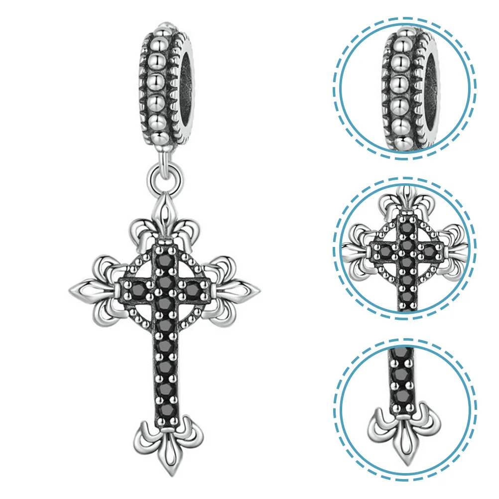 

Cross Pendant Vintage Bracelet Bead Charm Bangle Necklaces Personality Jewelry Silver