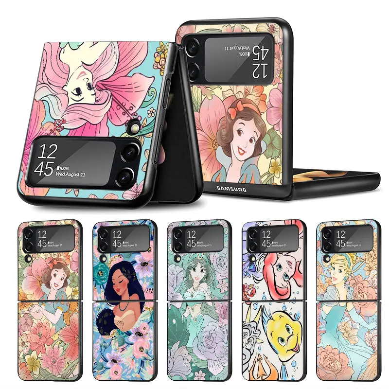 Disney Cartoon Princess Hard PC Back Phone Case for Samsung Galaxy ZFlip5 Z Flip 4 ZFlip3 Z Flip 3 5G ZFlip4 Flip3 zflip Cover