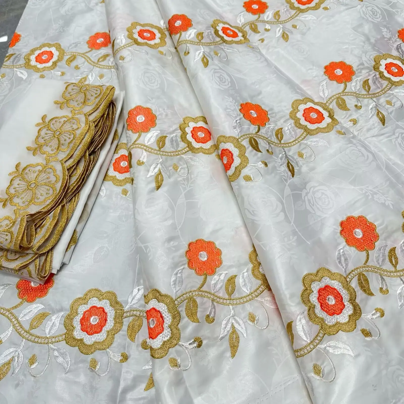 2025 neue Bazin Riche Gewebe Afrikanische DIY Stoff Hohe Qualität Stickerei Spitze Afrikanische Brokat Nigerianischen Headtie 5 + 2 Yard/Lot Nähen