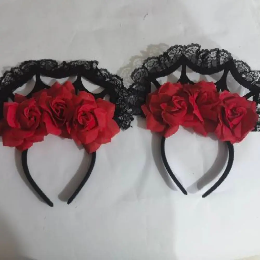 Haaraccessoires Halloween hoofdband decoratie grote roos bloem rode roos bloemen hoofdtooi haarband bloemen roos bloem kroon