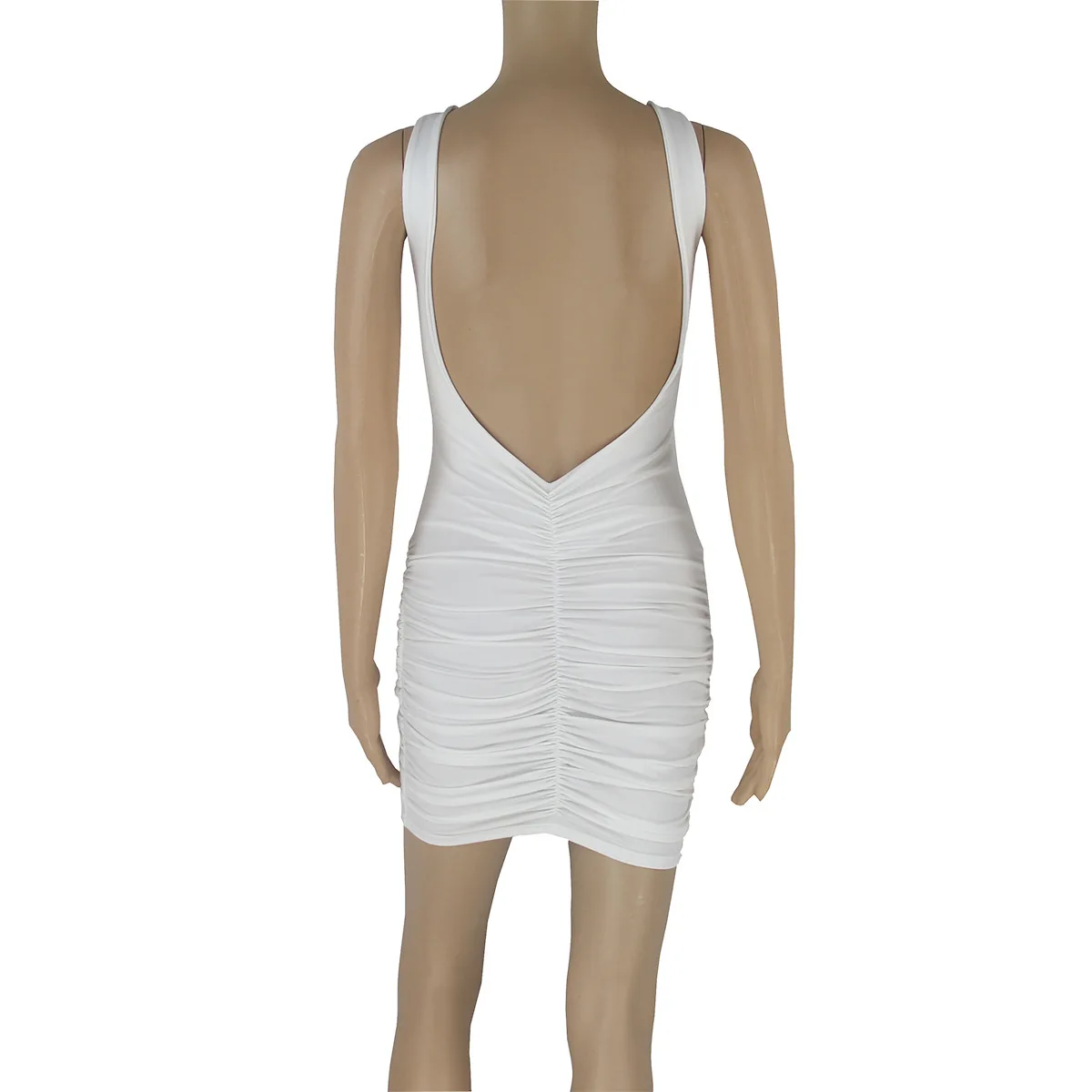 Europäisches und amerikanisches 2025, rückenfreies, ärmelloses Damenkleid, ärmelloses Kleid, umarmendes, einstufiges Kleid, plissiertes Damenkleid