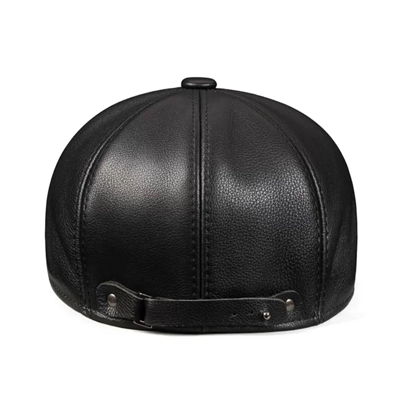 Men Street Bonnet Real Leather Beret Male Thin Hats 55-62cm Brown Forward Cap Leisure Duckbill Casquette Cowhide