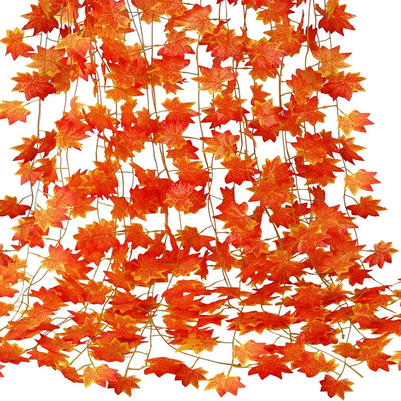 

240CM Rayon Maple Leaf Rattan Maple Leaf Vine Hanging Thanksgiving Fall Garland for Wedding Garden Party Decoration