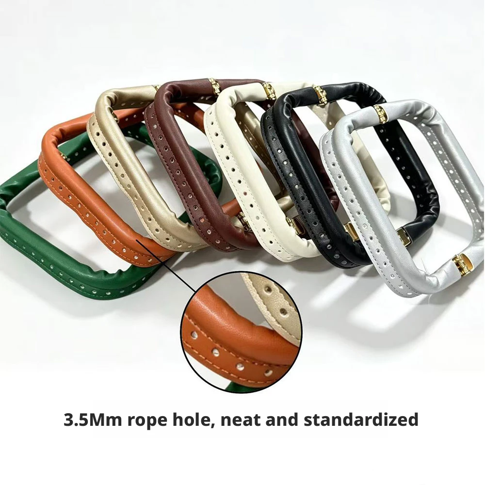 1PC Leather Covered Purse Frame Aluminum Bag Clasp Frame DIY Handbag Making Sewing Craft Replacement Handle Hardware Accessory