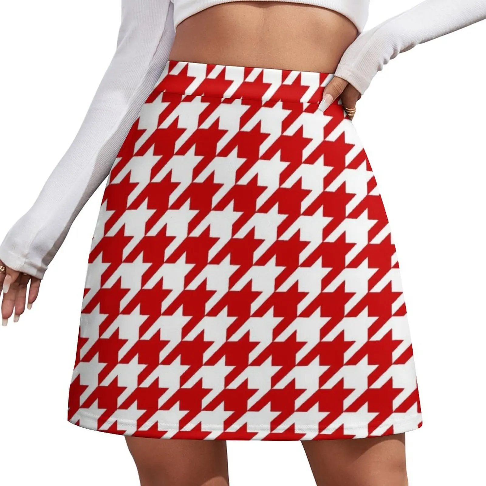 

Red Houndstooth Mini Skirt modest skirts for women Korean skirts skirt women