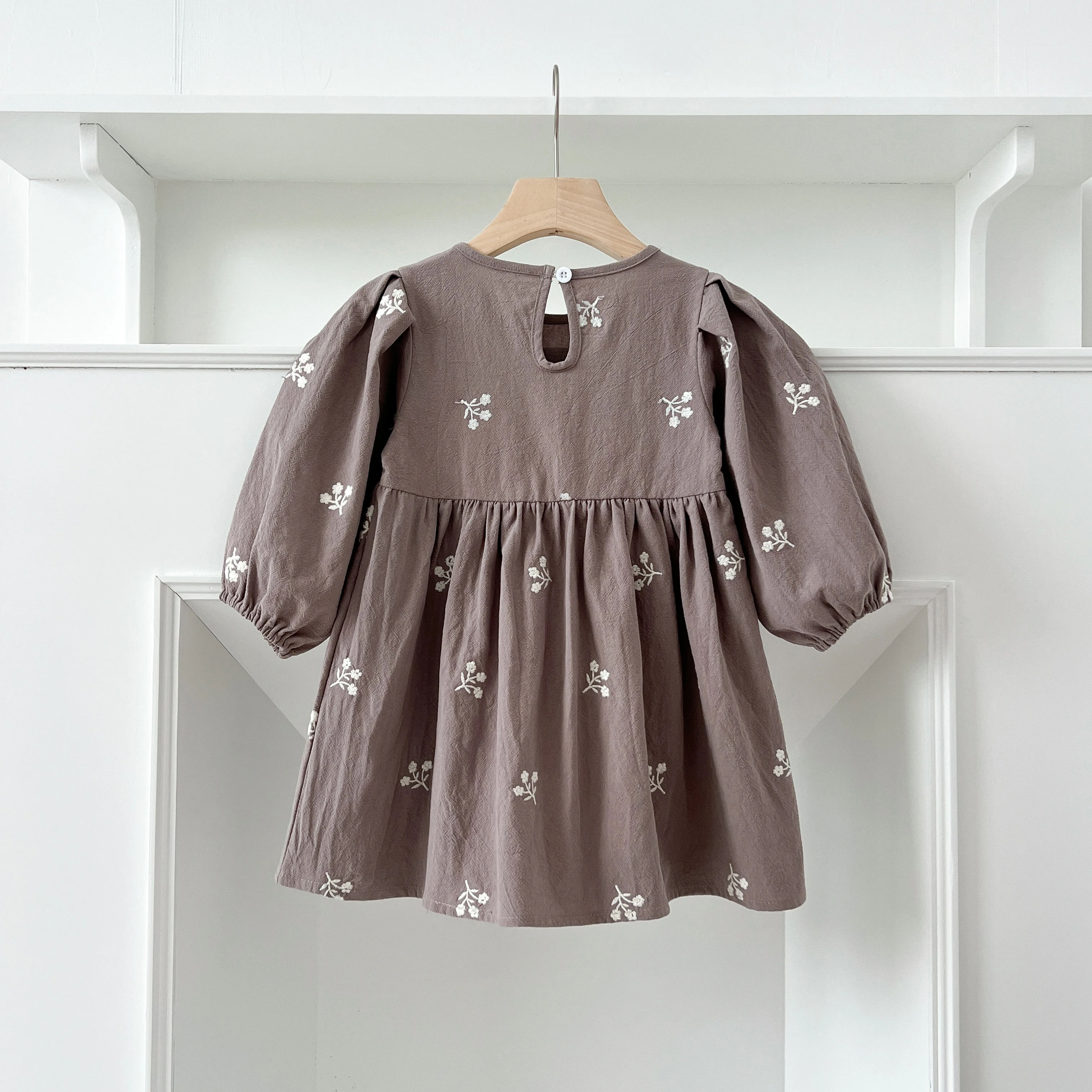 2-7Yrs Casual Neue Blumenmädchenkleider Kinder Mädchen Kleid Floral Kinder Kleidung Herbst Baumwolle Stickerei Baby Mädchen Prinzessin Kleid – Detail 3