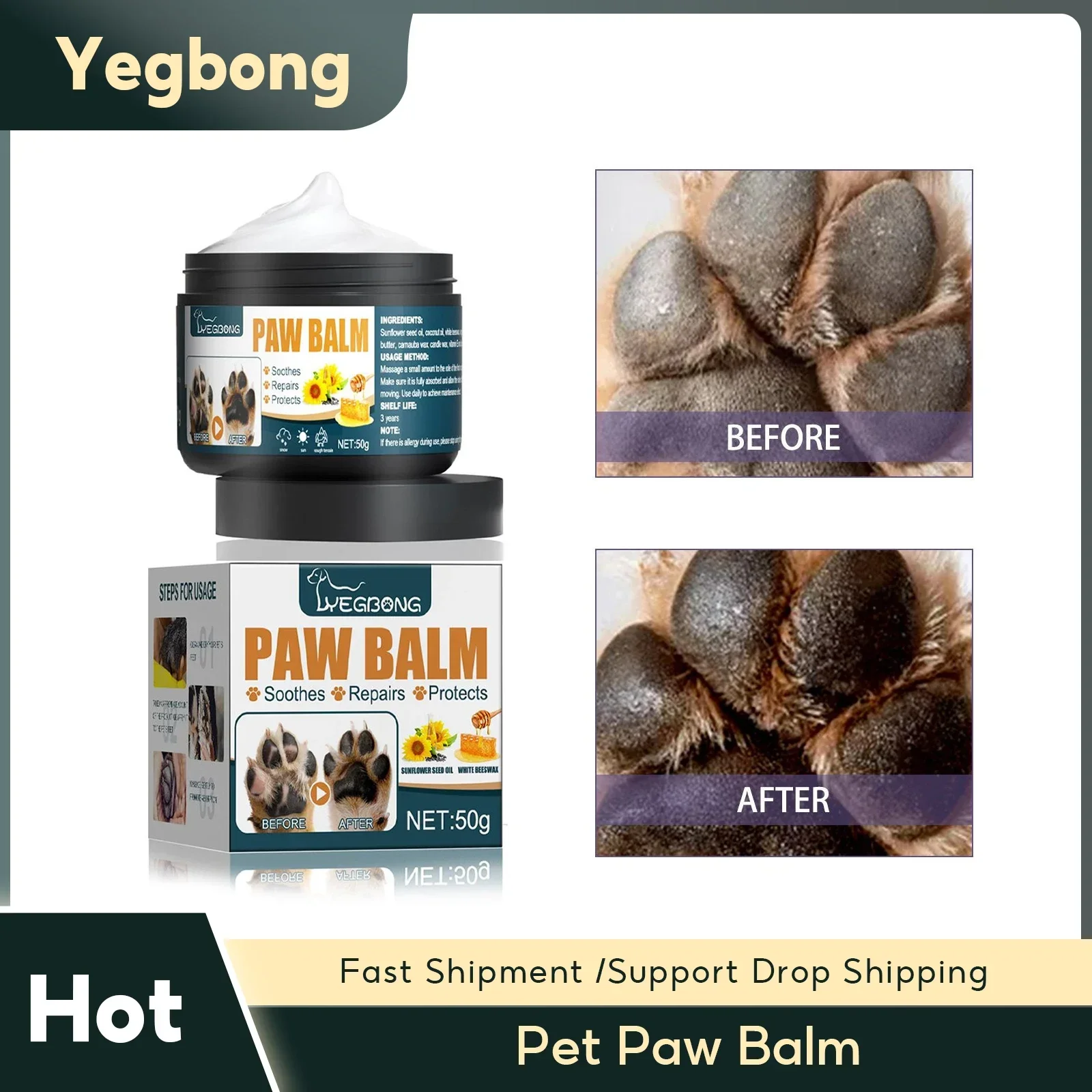 

Pet Paw Balm Natural Pet Care Soother Cream Cat Dog Foot Moisturizer Repair Dry Cracking Skin Household Winter Paw Pad Care Balm