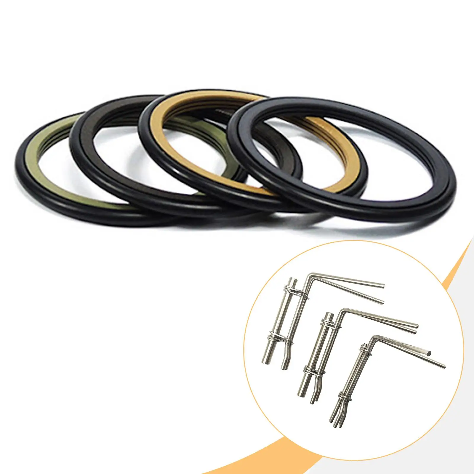 

3x Hydraulic Cylinder Piston Repair Seal Kit Hydraulic Seals Installation Tool, Premium, Installation Tool