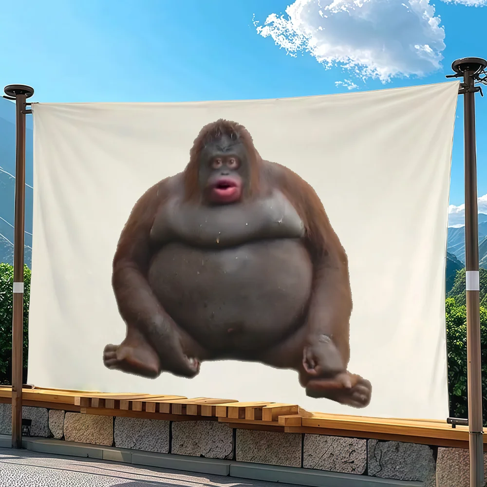 Funny Vibe Check Monkey flag Advertising Banner for Camping Decoration Outdoor & Garage Wall Hanging Decorations