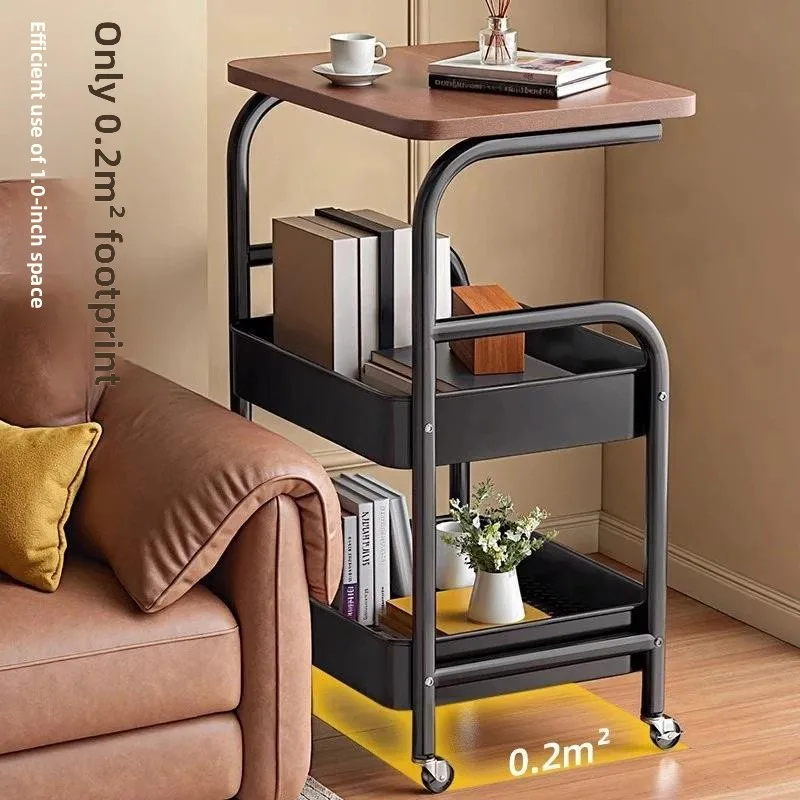 Carbon Steel Multi-Layer Small Cart Rack Stand Kitchen Floor Bathroom Storage Rack Living Room Snack Rack Mobile Toilet Shelf
