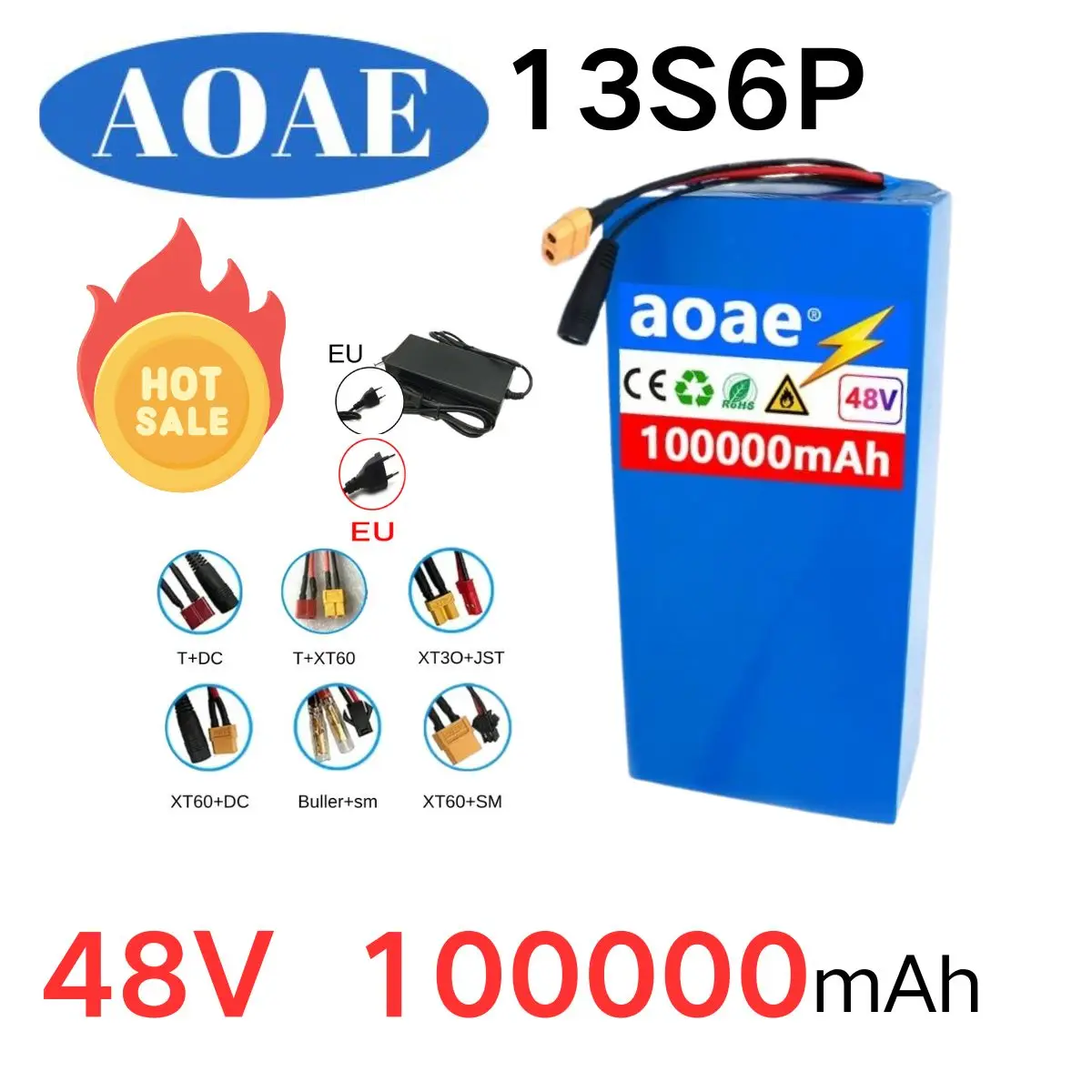 

New100% Original 13s6p 48V 100ah Lithium Battery Pack 48v 100000mAh 2000W Citycoco Motorized Scooter Batteries Built in 50A BMS