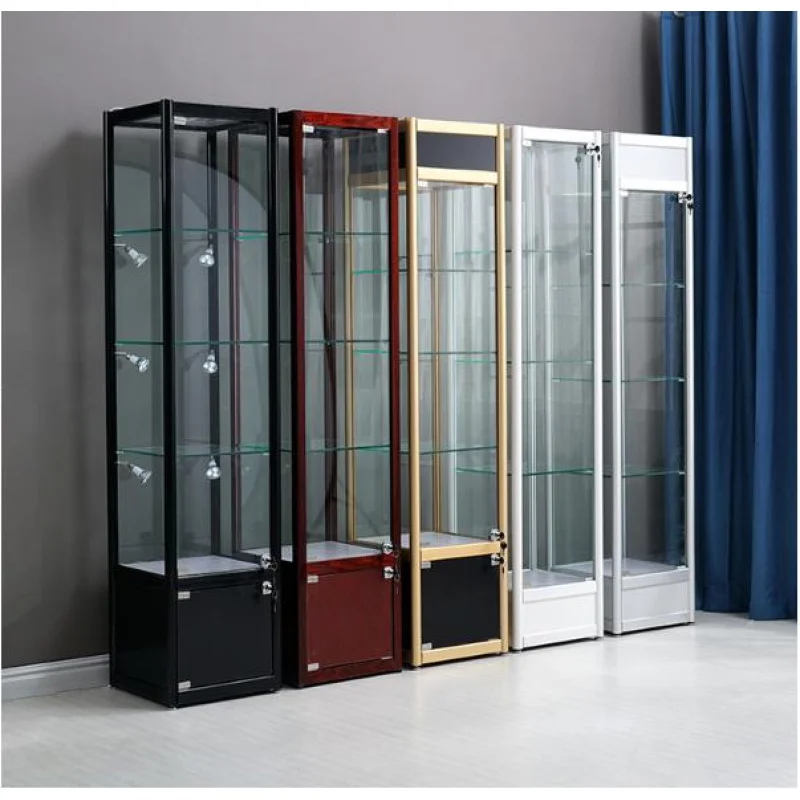 Custom, Modern Design Vloer Staande Roterende Glazen Display Vitrine Kast Zonnebril Toren Afsluitbare Glazen Toren