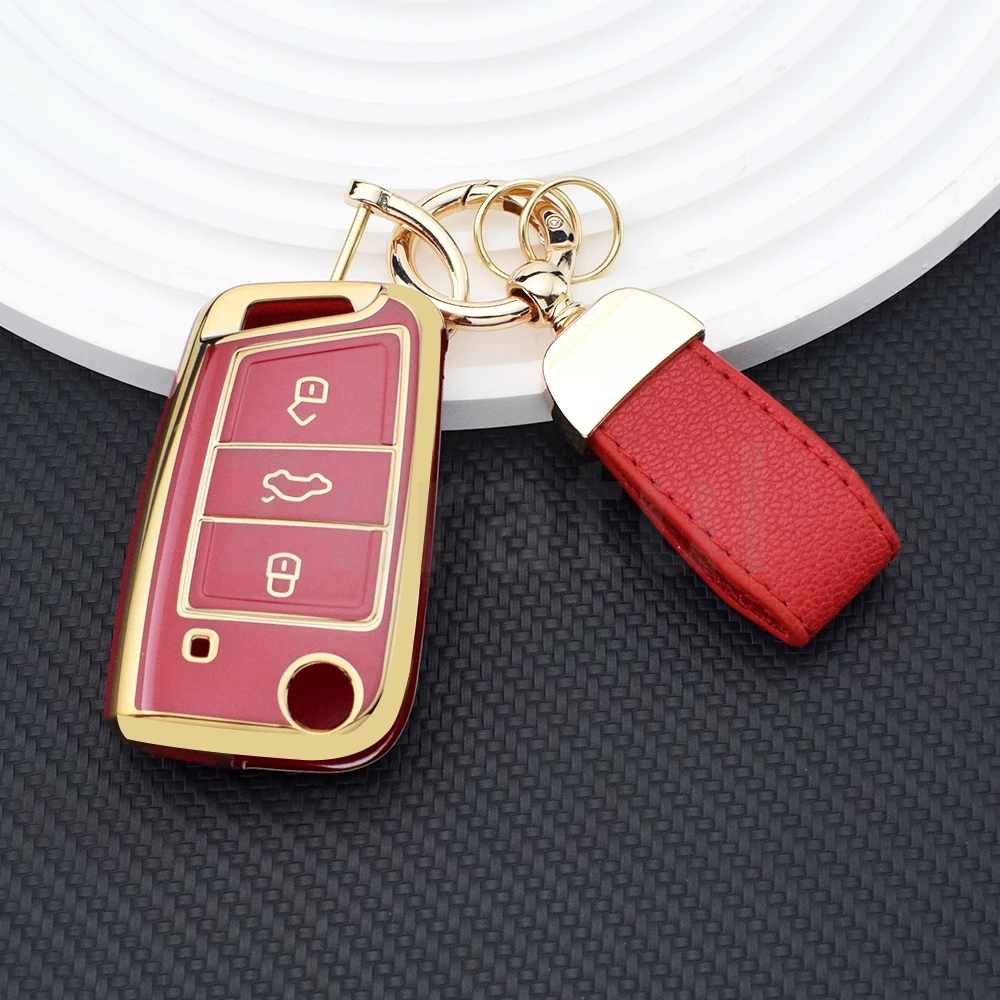 بولي TPU سيارة بولي يوريثان للطي مفتاح غطاء قذيفة لشركة فولكس فاجن فولكس فاجن MK7 GTI 7 جولف 7 جولف R سكودا اوكتافيا A7 مقعد حقيبة حامل حامي