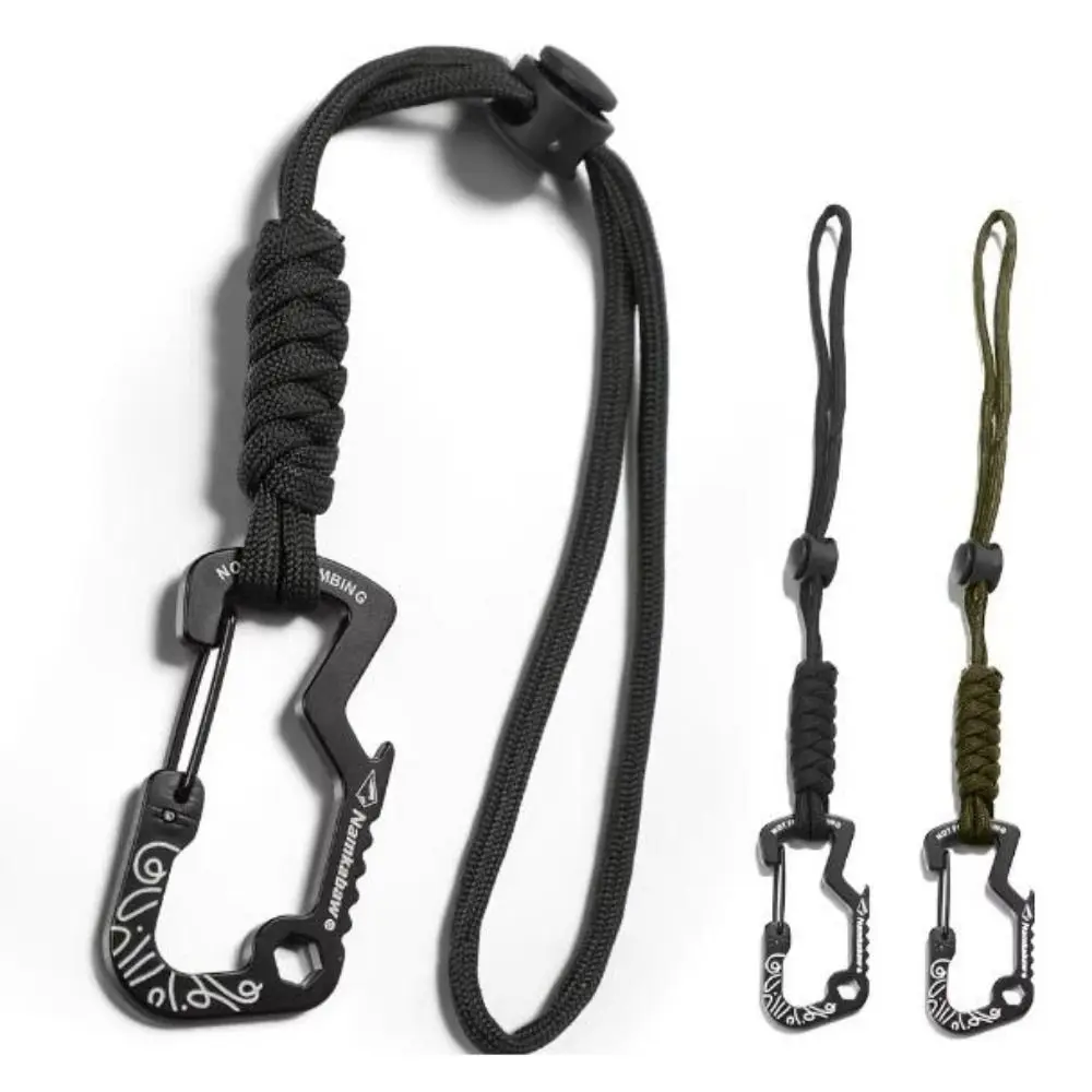 Multifunctional Outdoor Hook Carabiner with Paracord Keychain 2Colors Emergency Gear Anti-Loss Rope for Camping Hiking