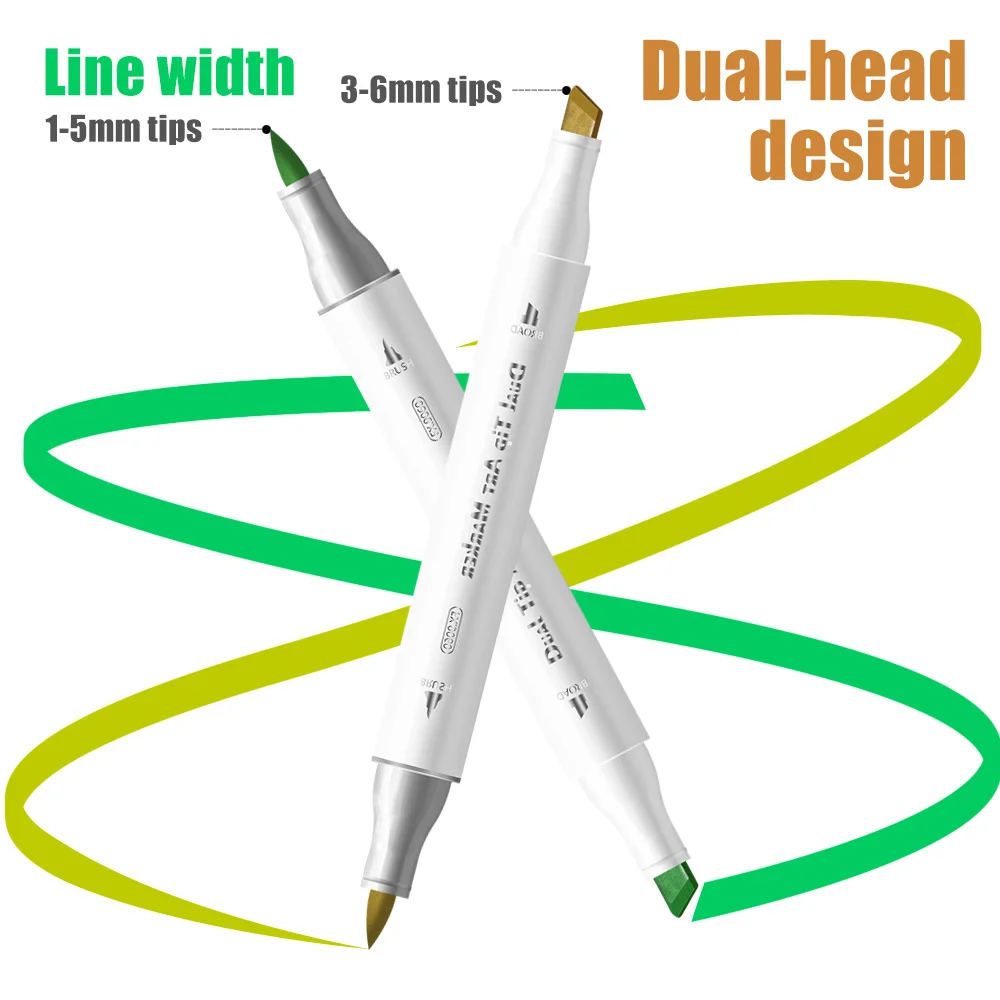 48-216 لون علامات فنية فرشاة طرف مزدوج وإزميل أنظمة ألوان كبيرة لرسم علامات رسم فنية دائمة اللوازم المدرسية #2