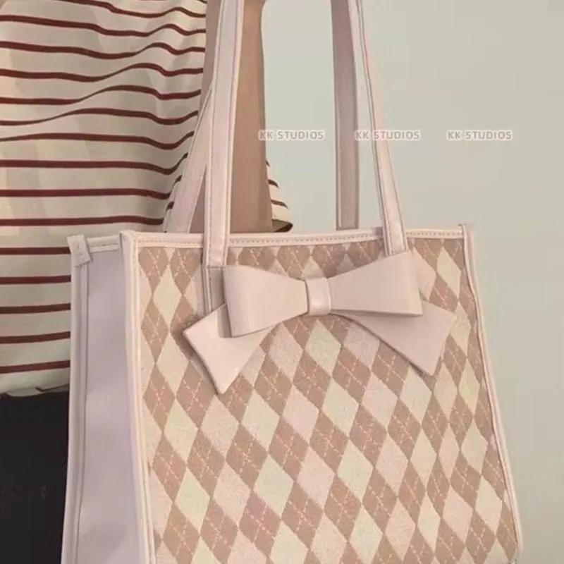 JIAERDI الحلو القوس مبطن حقيبة كتف النساء الفتيات صيف 2025 جديد عصري محفظة حمل السيدات واسعة طالب فئة حقيبة تحت الإبط #6