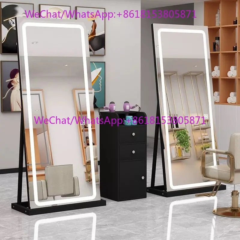 High-end household bracket with lamp floor high definition smart silver mirror clothing store