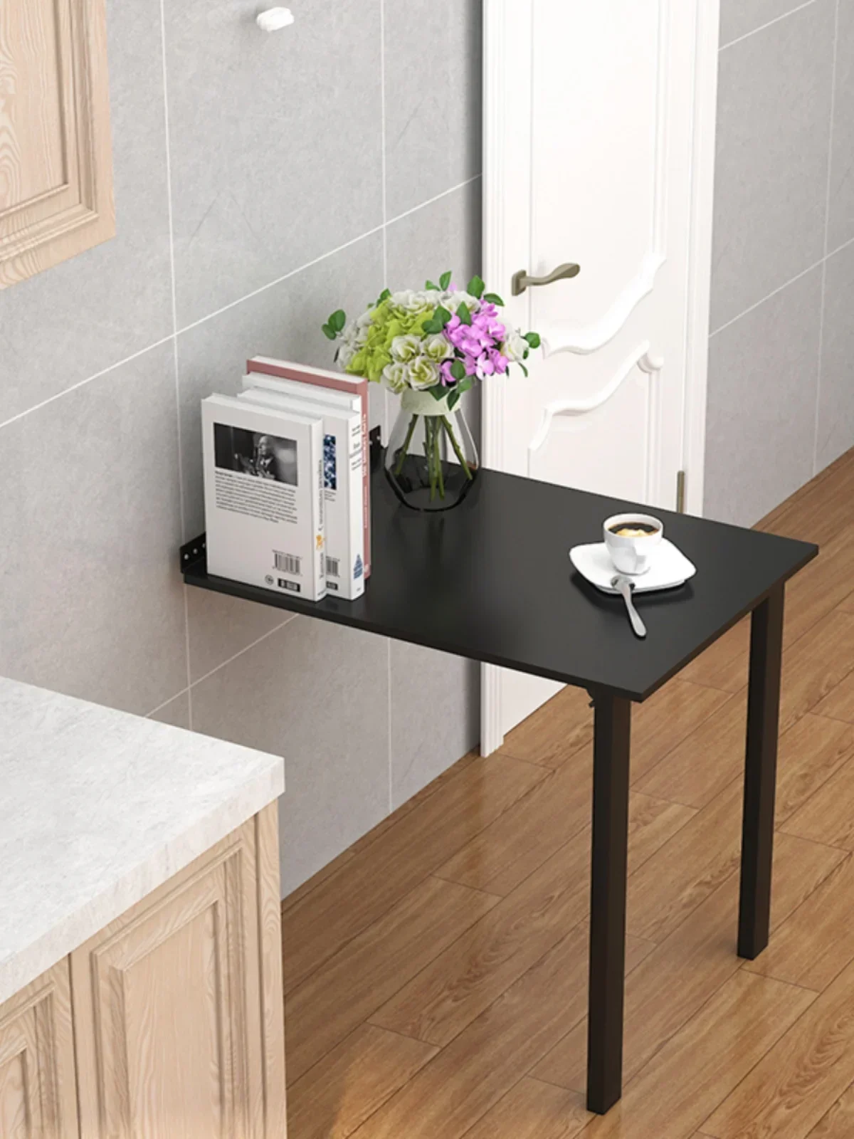 Small Apartment Household Minimalist Console Retractable Invisible Wall Hanging Wall Table Bar Counter