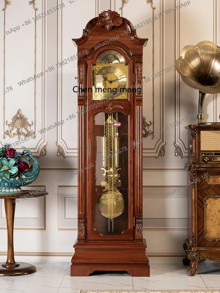 

European-style floor clock mechanical villa vertical living room clock Chinese retro American pendulum clock classical