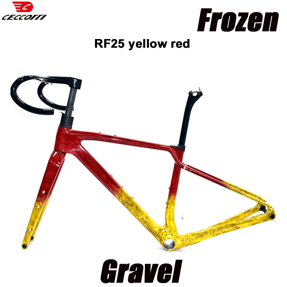 CECCOTTI Frozen Color Gravel Frame 700C * 47C And T47BB  Disc Brake Bicycle Frameset T1000 Carbon Gravel