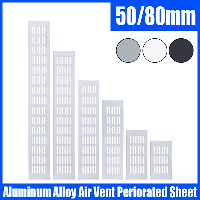 Rejilla de ventilación de aleación de aluminio para armario, lámina perforada de 50/80mm de ancho, 1 unidad