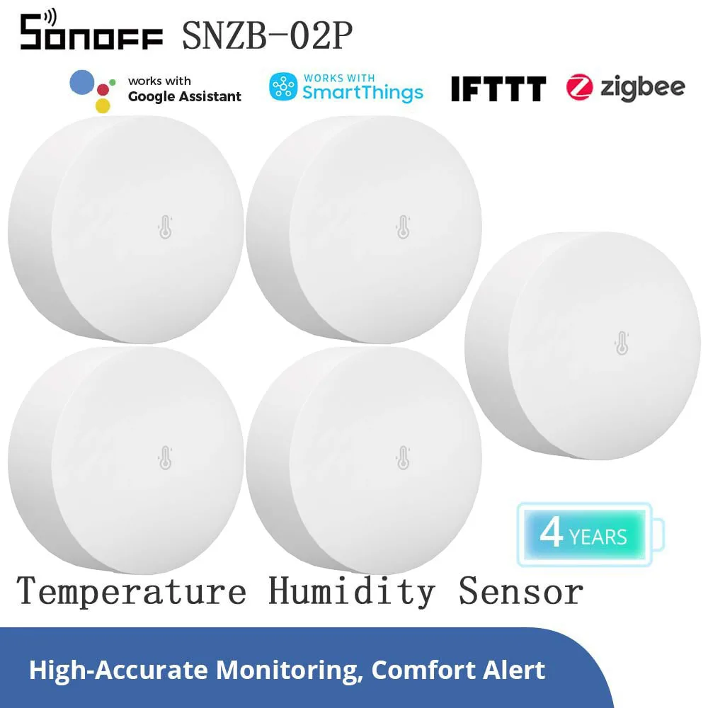

SONOFF eWeLink SONOFF SNZB-02P Интеллектуальный датчик температуры и влажности Голосовая сцена Измеритель температуры и влажности Zigbee