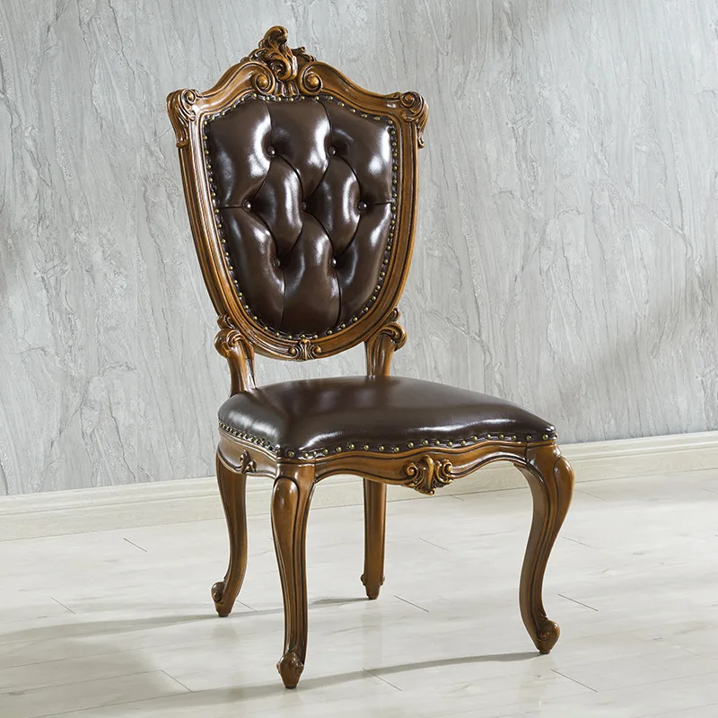 Household leather casual double-sided carved solid wood leather book chair