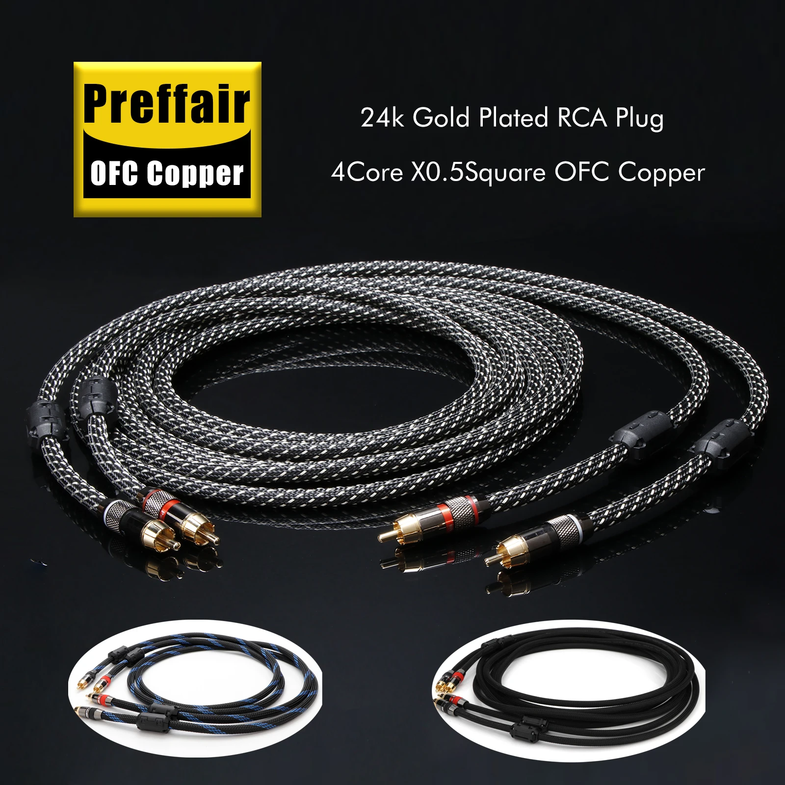 Preffair RCA Cable Premium Hi-Fi Audio 2RCA to RCA Interconnect Cable
