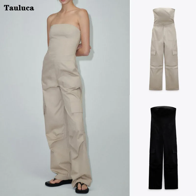 2023 Spring Summer Solid Color Women's Urban Long Jumpsuits Slim Fit Overalls One Piece Jumpsuit Romper Leisure Work Bra Clothes