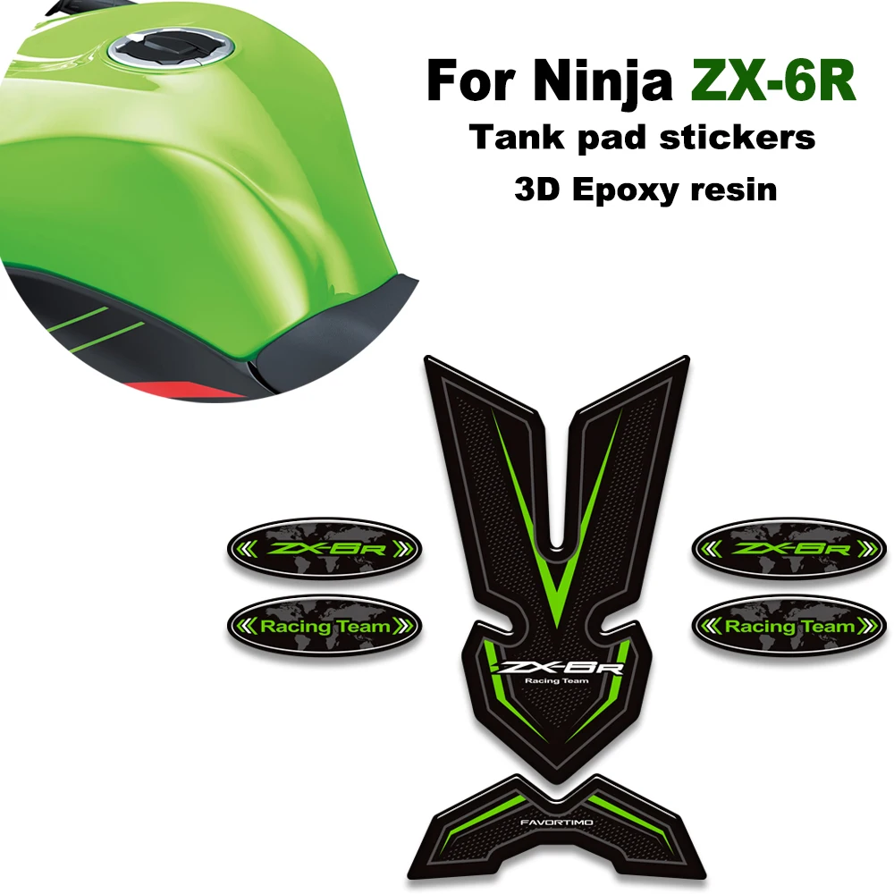 

Motorcycle Tank pad stickers 3D Epoxy resin protection decals kit For kawasaki Ninja ZX-6R ZX6R ZX - 6R