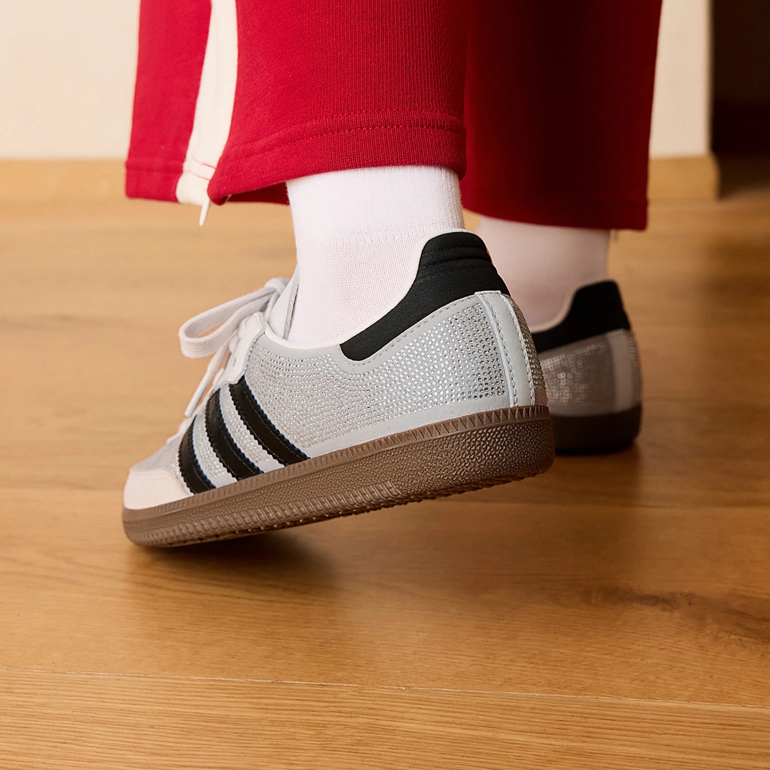 Adidas Authentic Three Leaves Women's Fashion Lace-Up Flash Diamond Sports Sneakers IH9055
