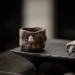 100ML Dunhuang no phase old rock mud tea cup personal special retro black pottery kung fu tea set Chinese style master cup