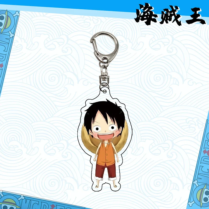 7CM Anime ONE PIECE Monkey D.Luffy Chopper Q Version figure Acrylic Model doll Transparent Pendant Accessories Key Ring gifts