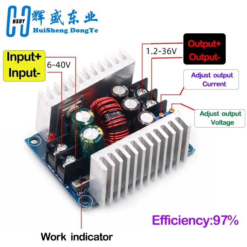 300W 20a DC-DC Buck-Omzetter Naar Beneden Module Constante Stroom Led Driver Power Step Down Spanningsmodule Elektrolytische Condensator