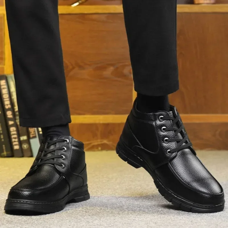 

Casual Male Winter Shoes Flat Work Men's Snow Boots Outdoor Hiking Fashion Comfortable Brands New in Fleece Sale Fur Cotton Shoe