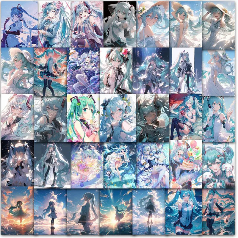 

Bandai 63PCS Kawaii Hatsune Miku Stickers Phone Trunk Refrigerator Waterproof Anime Stickers Anime Figure Image Toys Sticker