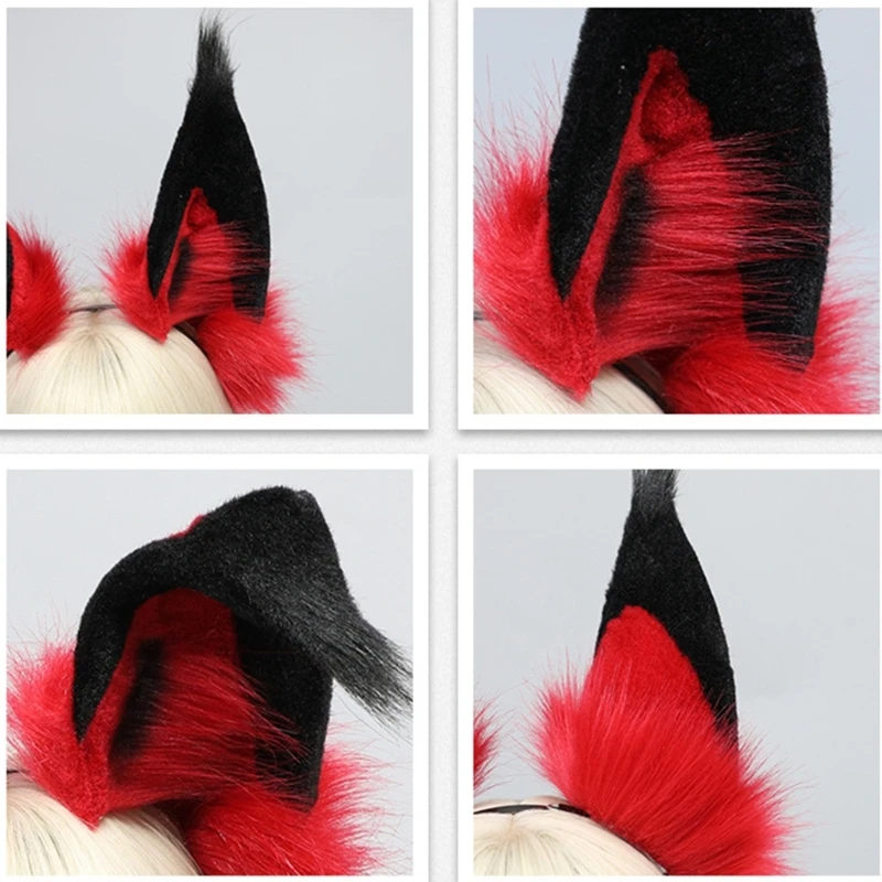 Bendable Alastor Ears Headband Anime Costume Headband Masquerades Headwear Cosplay Party Hairhoop Accessories