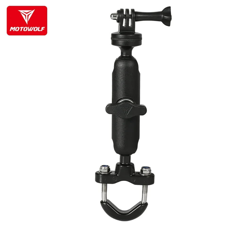 Motowolf Motorcycle Bike Camera Mirror Handelbar Holder Mount Bracket 1/4inch Stand for Gopro DJI Insta360 Action Cameras view 3