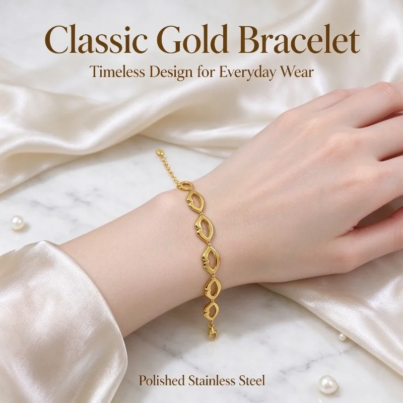 Luxury Gold Color Lip Shape Openwork Bracelet - Stainless Steel Jewelry for Women, Hypoallergenic Minimalist Bangle Accessories