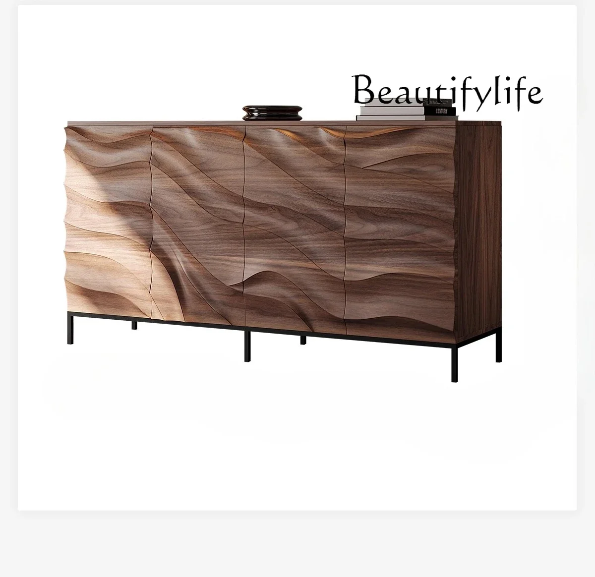 

North American black walnut solid wood dining side cabinet modern simple living room antique storage designer model