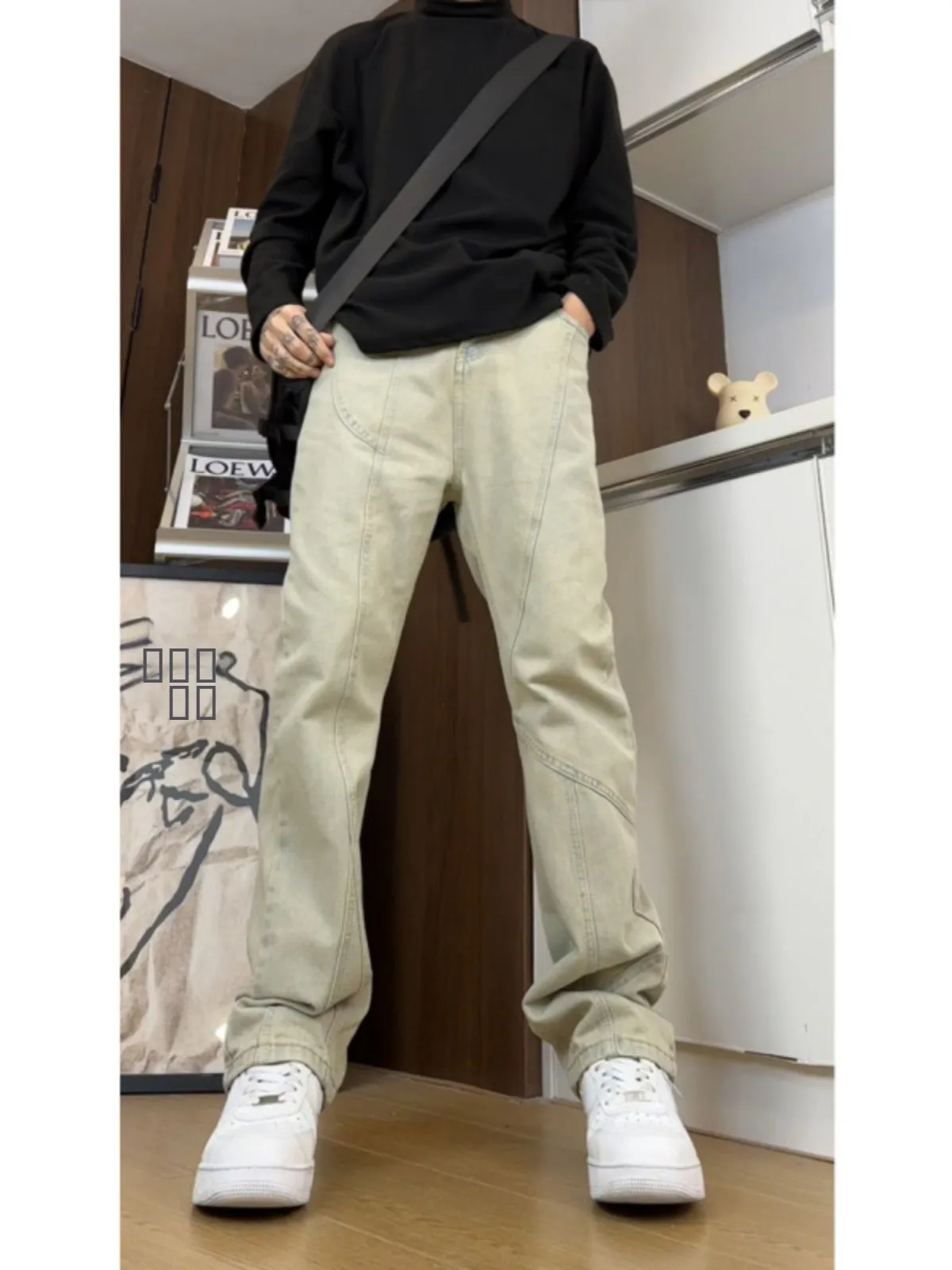 

Teenage Boys Straight Leg Loose Fit Jeans Spring Autumn Casual High Street American Sle Wear Resistant Stretch Denim Pants